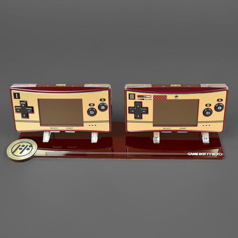 Twin display stand for Nintendo Game Boy Micro handheld console acrylic - Famicom special edition - two player | Rose Colored Gaming - 1