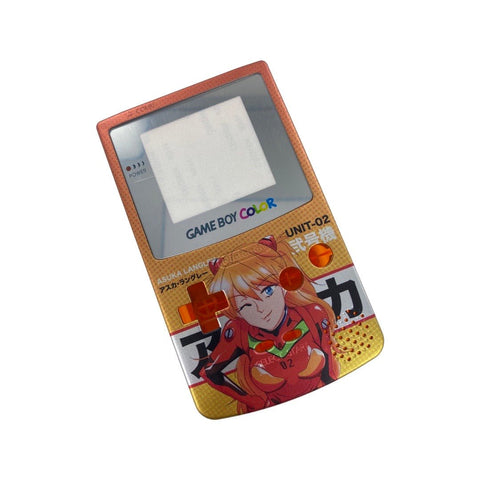 UV Printed shell for Nintendo Game Boy Color custom Asuka inspired design - UV printed front & clear orange back housing | Nextstopplease - 1