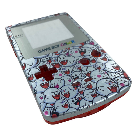 UV Printed shell for Nintendo Game Boy Color custom Boo inspired design - UV printed front & clear red back housing | Jamesyplays - 2