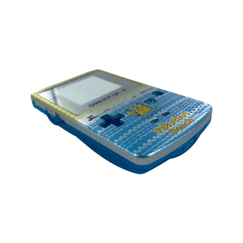 UV Printed shell for Nintendo Game Boy Color custom surfing Pikachu inspired design - UV printed front & clear blue back housing | Nextstopplease - 2