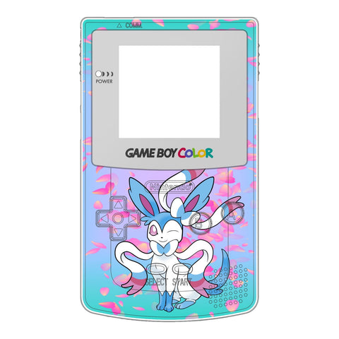 UV Printed shell for Nintendo Game Boy Color custom Sylveon (pokemon) inspired design - UV printed front & clear blue back housing | Nintendiy - 1