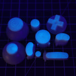 Hand cast custom resin buttons set for Nintendo GameCube - Glow in the dark blue GITD [NGC] | Lab Fifteen Co