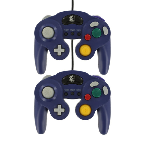 Wired controller for Nintendo GameCube GC vibration gamepad with turbo function - 2 pack purple | ZedLabz - 1