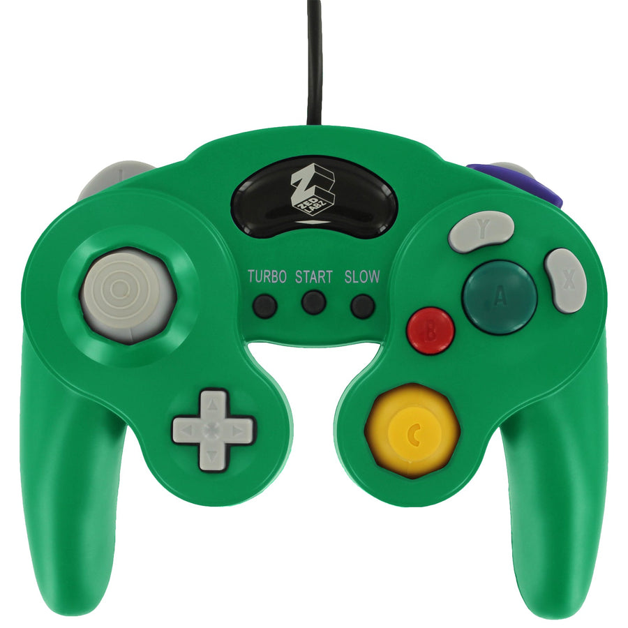 Wired controller for Nintendo GameCube GC vibration gamepad with turbo function - green REFURB | ZedLabz - 1