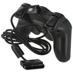 Wired controller for Sony PlayStation 2 PS2 & PS1 double shock turbo analog compatible replacement - black | ZedLabz - 2