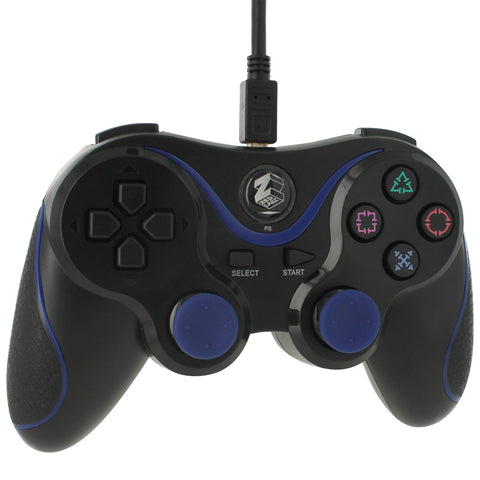 Wired Controller For Sony PS3 With Extra Long 3M Cable - Black & Blue | ZedLabz - 2