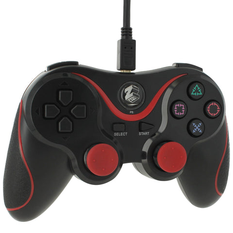 Wired Controller For Sony PS3 With Extra Long 3M Cable - Black & Red | ZedLabz - 1