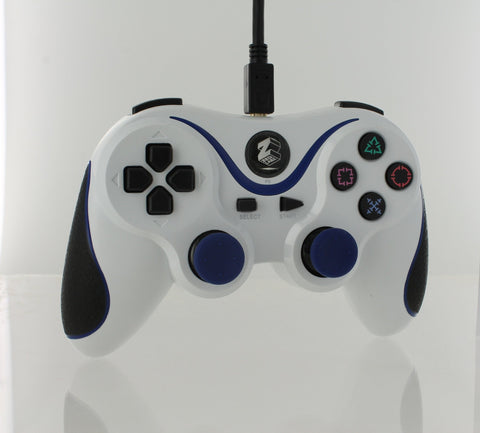 Wired Controller For Sony PS3 With Extra Long 3M Cable - White & Blue | ZedLabz - 1