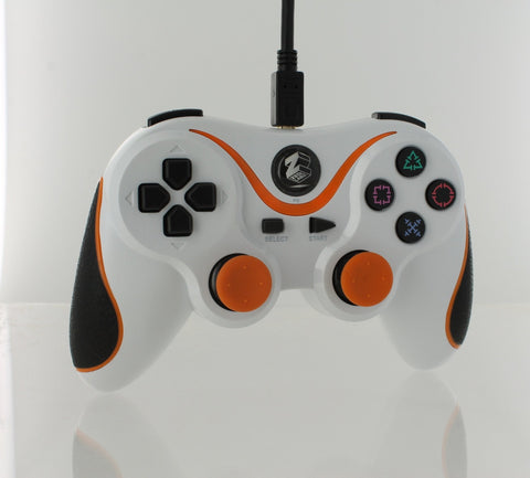 Wired Controller For Sony PS3 With Extra Long 3M Cable - White & Orange | ZedLabz - 2