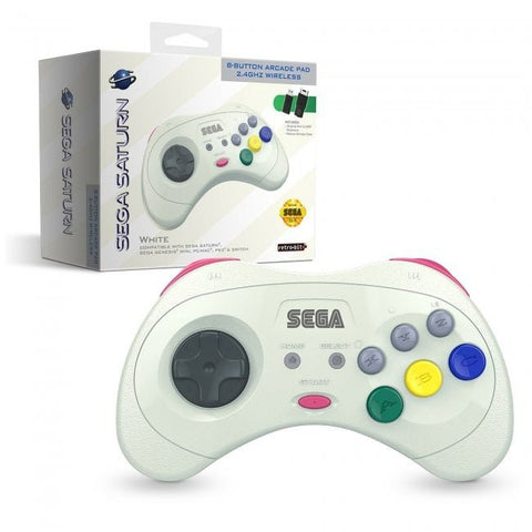 Wireless Controller for Sega Saturn, PC, & Mac 2.4G - White | Retro - Bit - 1