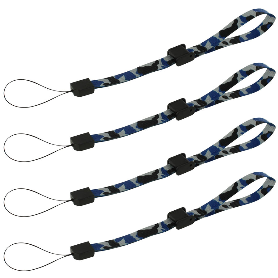 Wrist strap for handheld games consoles, cameras & mobiles adjustable – 4 pack Grey & Blue Camouflage | ZedLabz - 1