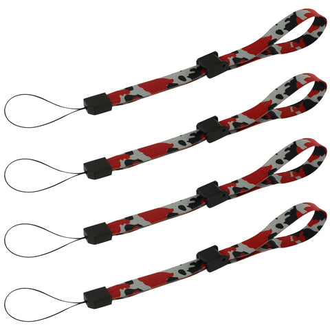 Wrist strap for handheld games consoles, cameras & mobiles adjustable – 4 pack Grey & Red Camouflage | ZedLabz - 1