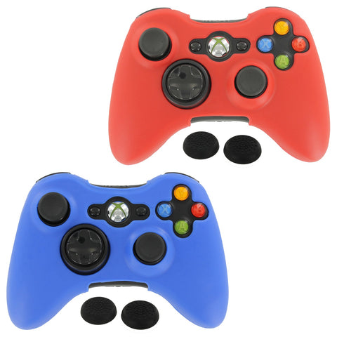 ZedLabz controller cover skin & thumb grip twin pack for Microsoft Xbox 360 - red & blue - 1