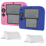 ZedLabz cover & protect twin pack for Nintendo 2DS inc silicone skins & screen protectors - pink & blue - 1