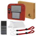 ZedLabz essentials kit for Nintendo 2DS inc silicone cover, screen protectors, game cases & wrist straps - red - 1