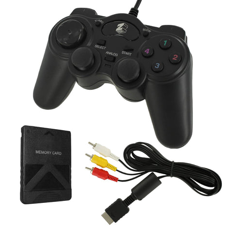 ZedLabz essentials pack for Sony PS2 consoles, includes wired controller, AV cable & 8MB memory card - 1