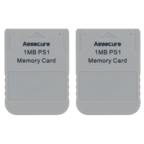 ZedLabz Memory card for Sony PS1 1MB 15 block PSX PlayStation one PSone (PS2 compatible*) - 2 pack grey - 1