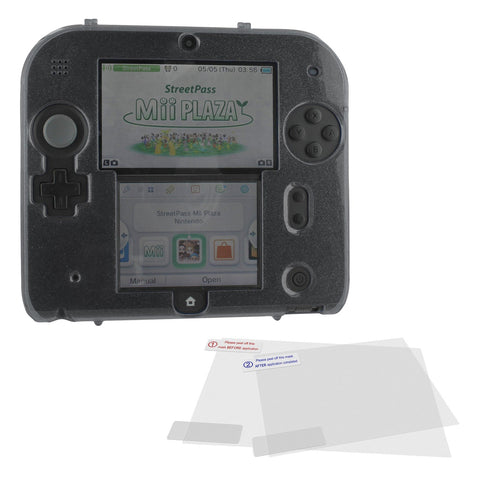 Zedlabz polycarbonate plastic hard case & screen protector kit for Nintendo 2DS - Black - 1