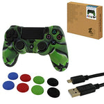 ZedLabz protect & play kit for PS4 inc silicone cover, thumb grips & 3m charging cable - camo green - 2