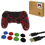 ZedLabz protect & play kit for PS4 inc silicone cover, thumb grips & 3m charging cable - camo red - 4