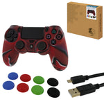 ZedLabz protect & play kit for PS4 inc silicone cover, thumb grips & 3m charging cable - camo red - 1