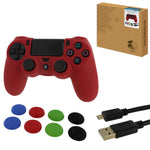 ZedLabz protect & play kit for PS4 inc silicone cover, thumb grips & 3m charging cable - red - 2