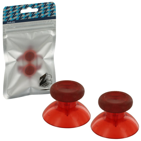 ZedLabz replacement concave rubber analog thumbsticks for Xbox One controller - 2 pack clear red - 1