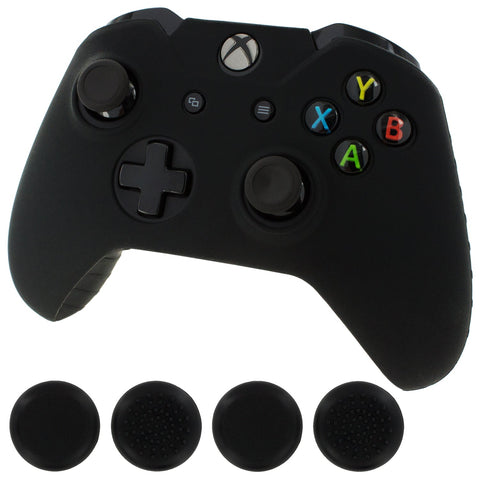 ZedLabz silicone rubber skin grip cover & thumb grip pack for Xbox One controller - black - 2