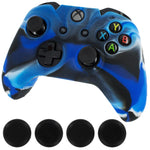 ZedLabz silicone rubber skin grip cover & thumb grip pack for Xbox One controller - camo blue - 4