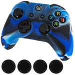 ZedLabz silicone rubber skin grip cover & thumb grip pack for Xbox One controller - camo blue - 1