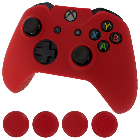 ZedLabz silicone rubber skin grip cover & thumb grip pack for Xbox One controller - red - 2