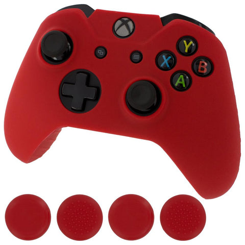 ZedLabz silicone rubber skin grip cover & thumb grip pack for Xbox One controller - red - 1