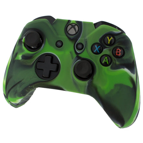 ZedLabz soft silicone rubber skin grip cover for Xbox One controller with ribbed handle - camo green - 1