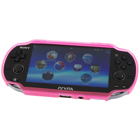 Zedlabz TPU gel semi rigid bumper protective case cover grip for Sony PS Vita 1000 - vivid pink - 1