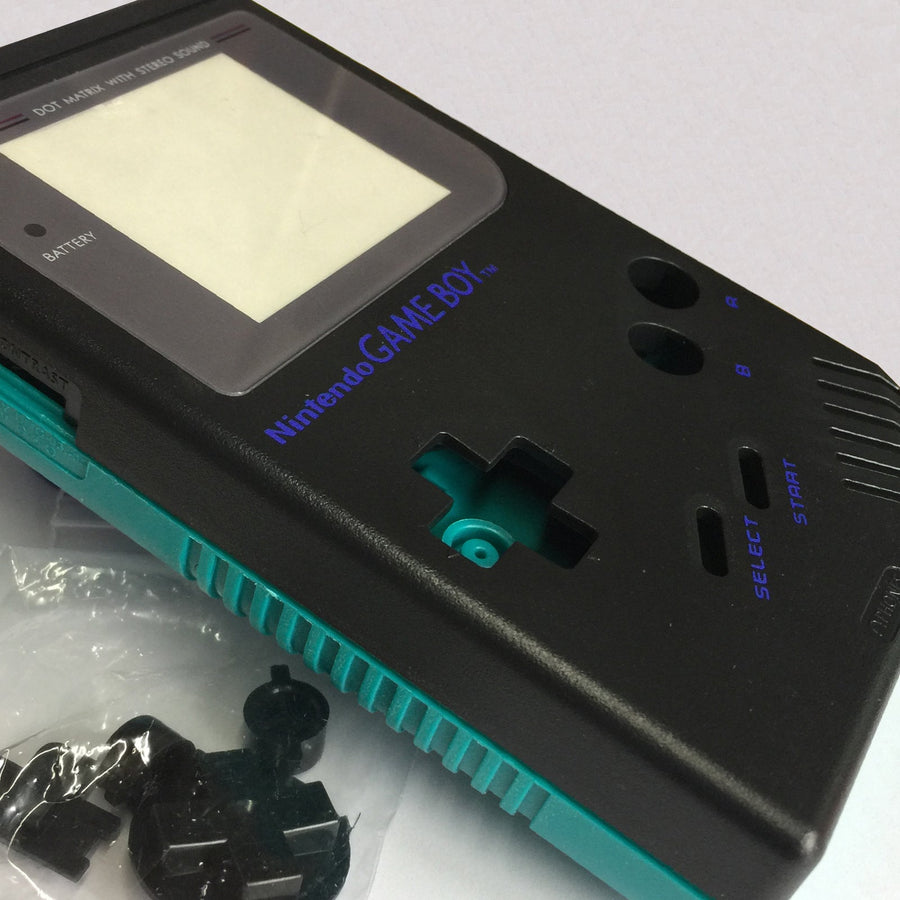 ZedLabz two tone replacement housing shell case mod kit for Nintendo Game Boy DMG - 01 - black & teal - 1