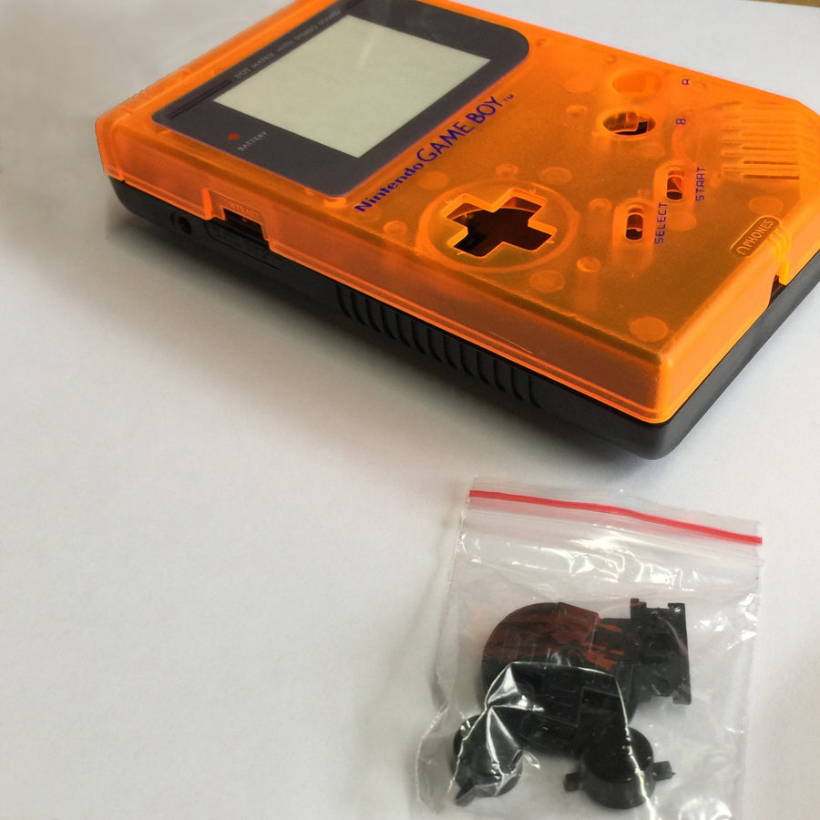 ZedLabz two tone replacement housing shell case mod kit for Nintendo Game Boy DMG - 01 - clear orange & black - 1