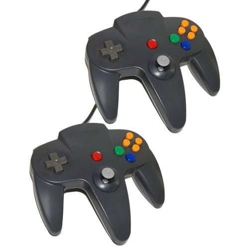 ZedLabz wired controller for Nintendo 64 - 2 pack - retro N64 gamepad dark grey - 1