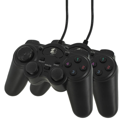 ZedLabz wired double shock turbo analog controller for Sony PlayStation 2 PS2 & PS1 - 2 pack black - 1