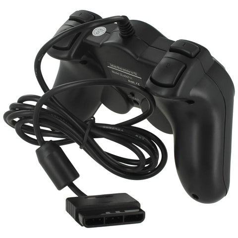 ZedLabz wired double shock turbo analog controller for Sony PlayStation 2 PS2 & PS1 - 2 pack black - 2