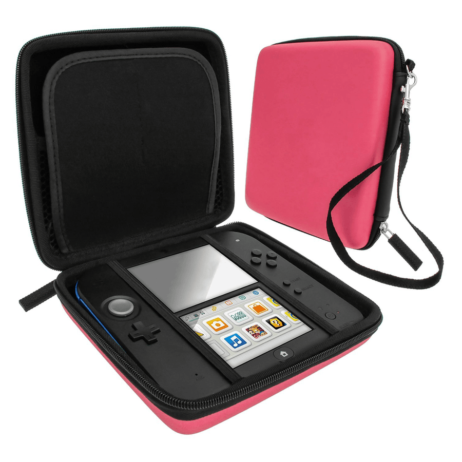 Carry case for Nintendo 2DS console protective hard travel eva case with built in game storage - pink | ZedLabz - 1