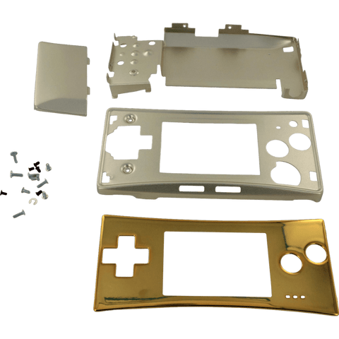 Full housing shell for Nintendo Game Boy Micro console replacement mod kit - Chrome Gold | ZedLabz - 1