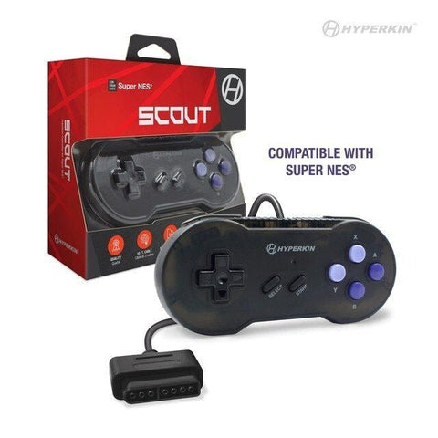 Scout Premium wired controller for SNES Super Nintendo console - Black | Hyperkin - 1