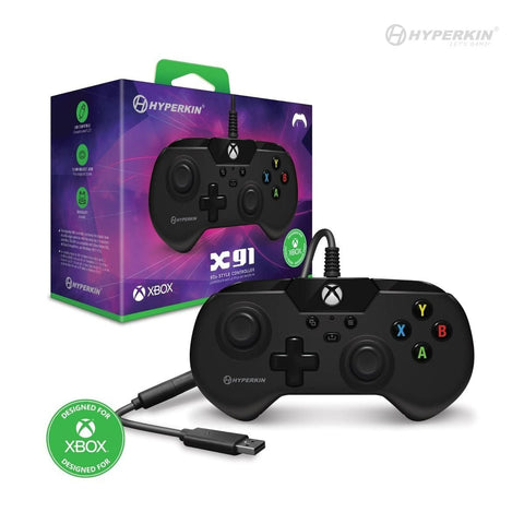 X91 retro style wired controller gamepad for Microsoft Xbox Series X/ Xbox Series S/ Xbox One/ Windows 10/11 PC - Black | Hyperkin - 1